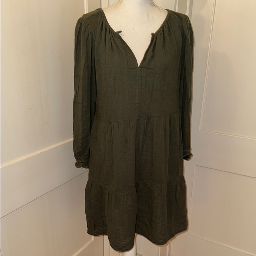 Olive Green Long Sleeve Dress